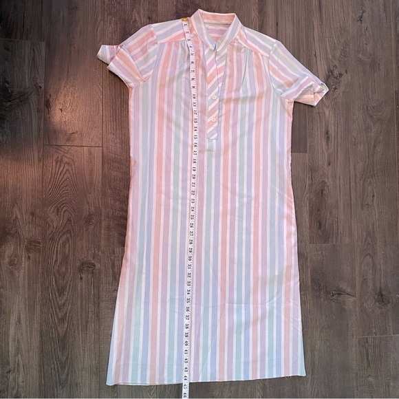 Vintage House dress handmade pastel striped with belt - Picture 6 of 10